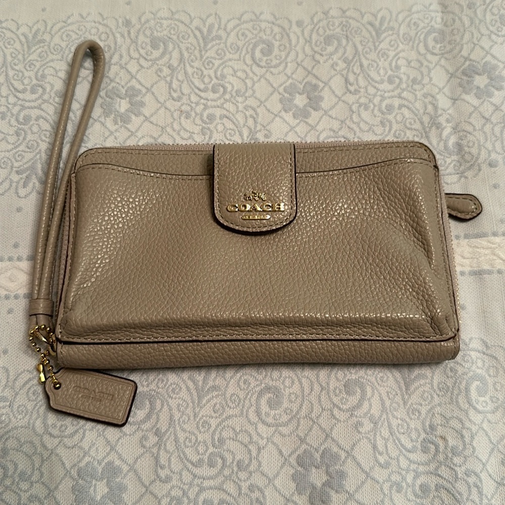 Coach wallet/wristlet - gray/taupe
